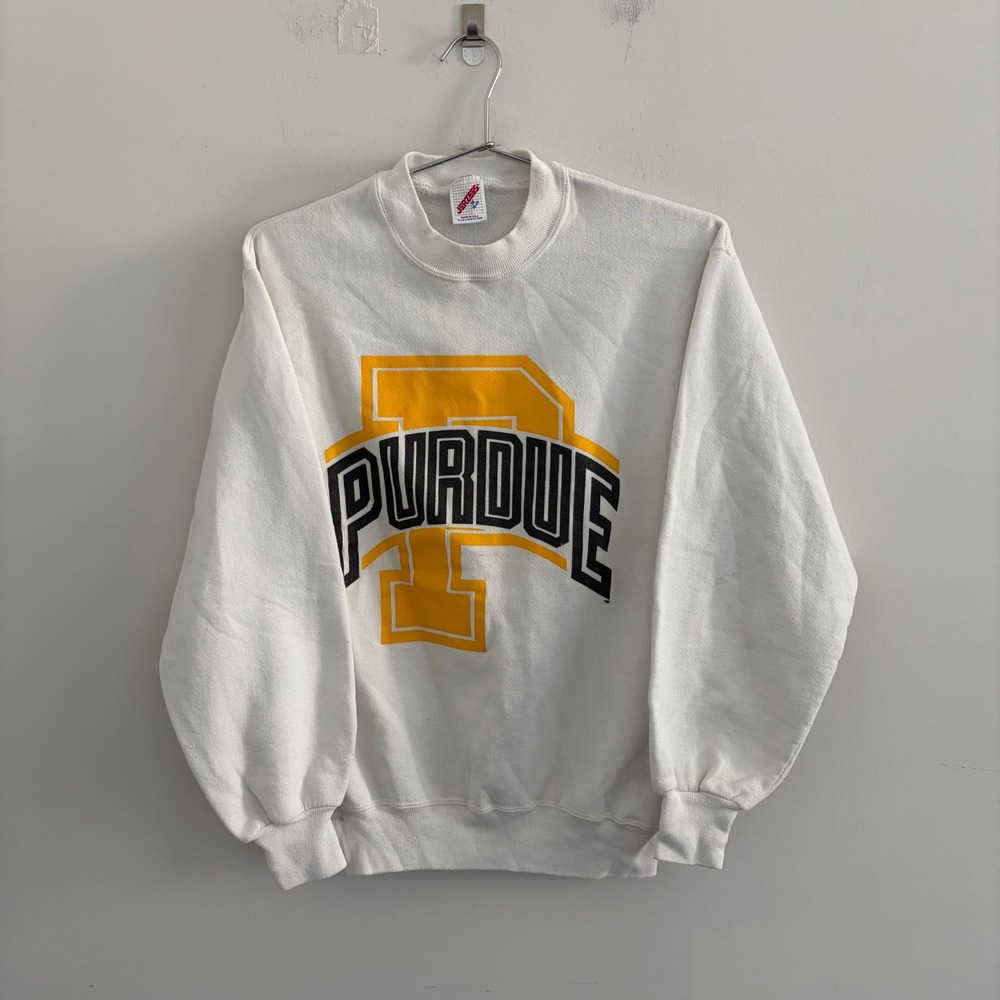 Vintage Jerzees Purdue University Sweatshirt White Medium Made in USA